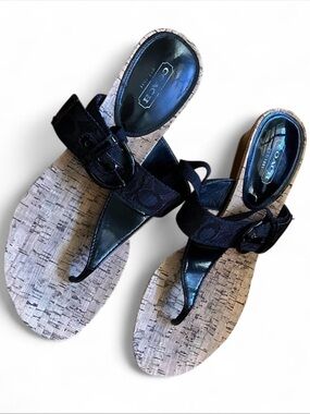 Coach Black Thong size 9 1/2 Sandals with Cork Footbed